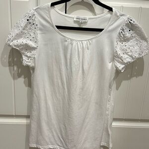 Emily Daniels White Eyelet T-shirt